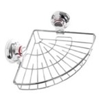 Gedy HO80-13 Suction Cup Chrome Single Basket Rounded Triangle Shower Basket
